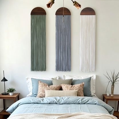 3pcs Macrame Wall Hanging Wood Arch Tassel Wall Decor 10" W*40" L