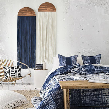 2 Pcs Macrame Wall Hanging Fiber Wall Art Boho Fringe Wall Decor