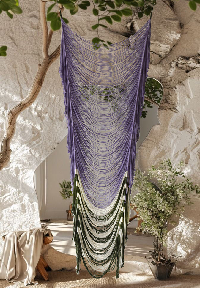 Macrame Curtain Boho Curtain Doorway Window Backdrop Purple