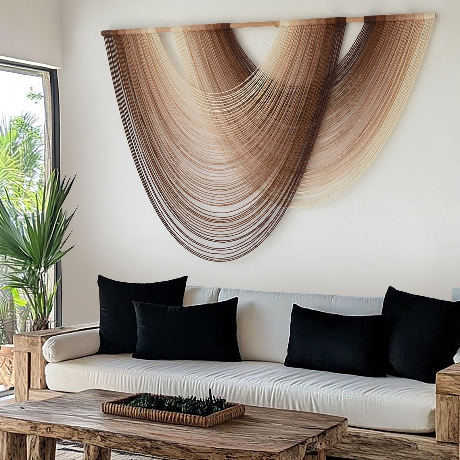 Macrame Wall Hanging Dip-Dye Boho Home Decor Fiber Wall Art