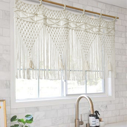 Macramé Valance for Window Kitchen Door Curtain Living Room Handmade Home Decor