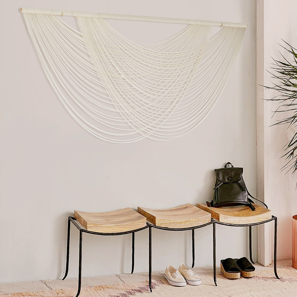 Macrame Wall Hanging Ivory Large Bohemian Yarn Tapestry Wall Decor