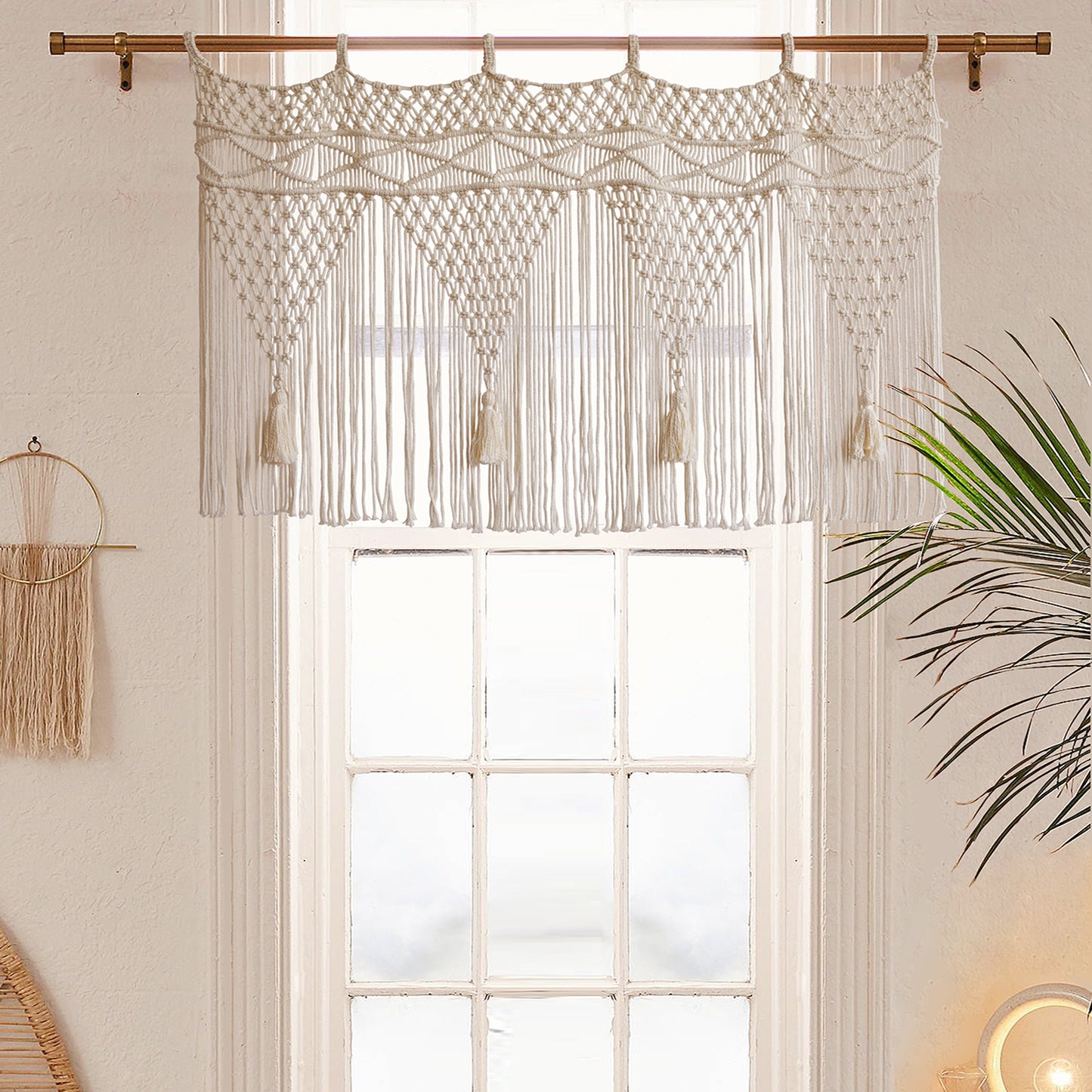 Macramé Valance for Window Kitchen Door Curtain Living Room Handmade Home Decor