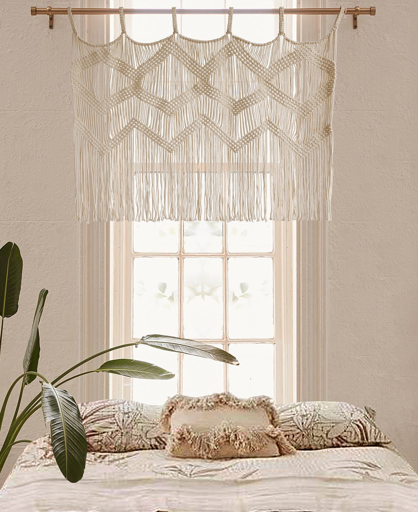 Macrame Curtain Window Macrame Valance Macrame Wall Hanging Boho Wall Décor