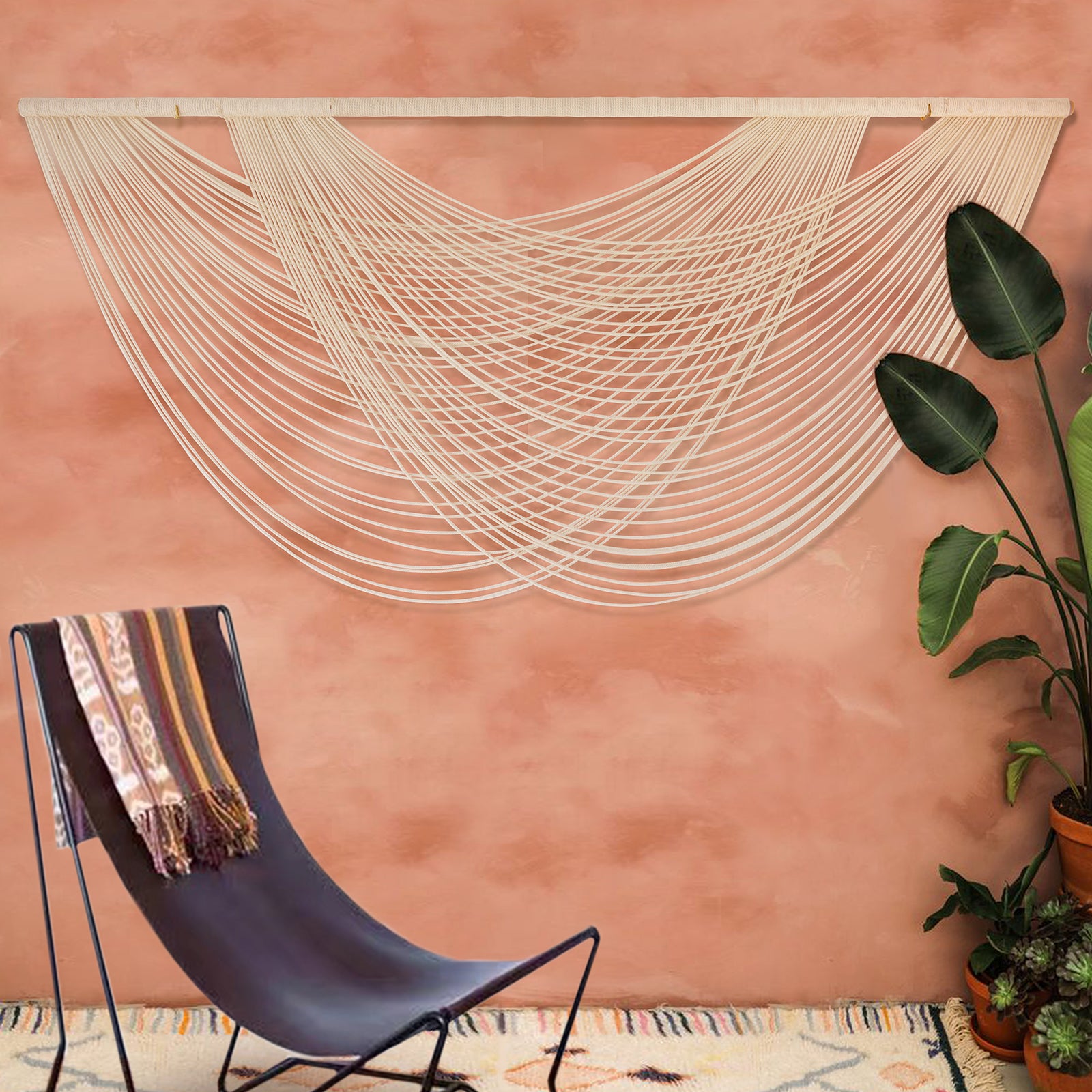 Macrame Wall Hanging Ivory Large Bohemian Yarn Tapestry Wall Decor
