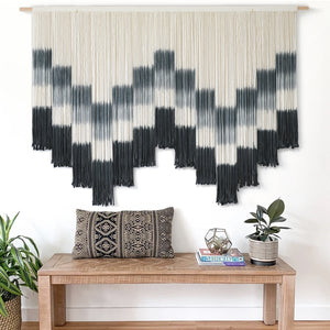 Macrame Wall Hanging Tie-Dye Geometric Decor Large Scale Wall Art Boho Home Wall Décor