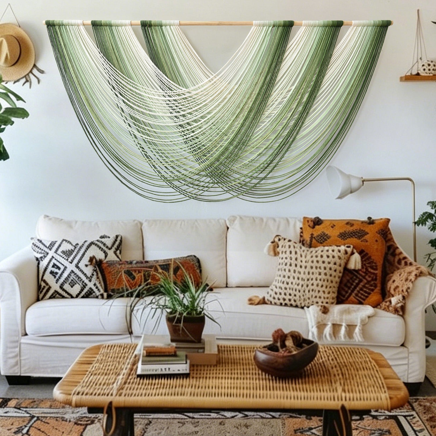 Macrame Wall Hanging Large Boho Green Wall Art Decor