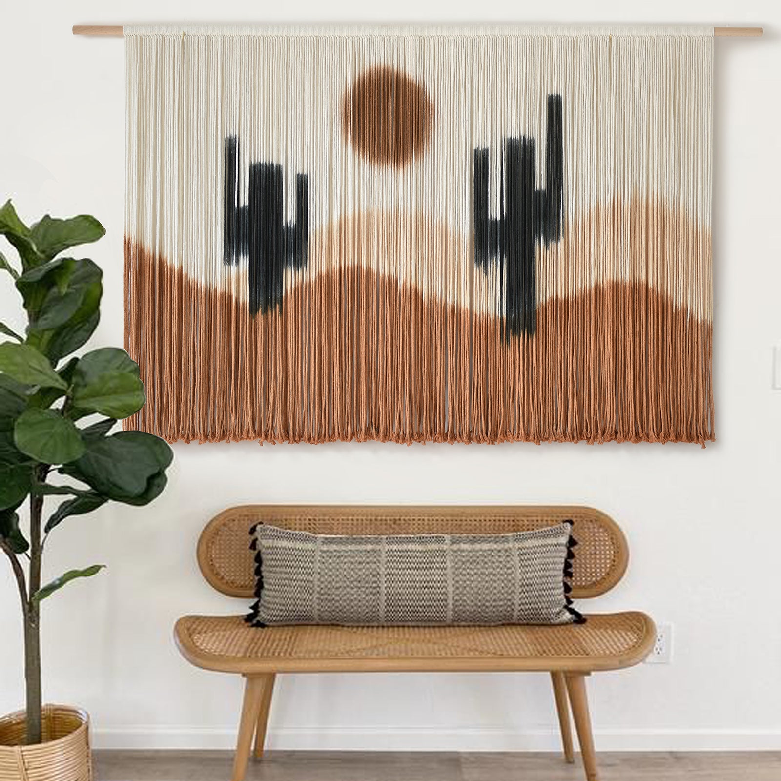 Macrame Wall Decor Desert Cactus Tie-Dye Large Boho Yarn Wall hanging