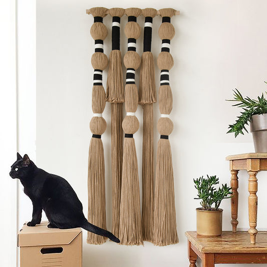 Macrame Wall Hanging Khaki Black Geometric Yarn Wall Art