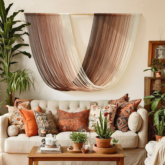 Tie-Dye Macrame Wall Hanging Large Bohemian Yarn Tapestry Wall Décor