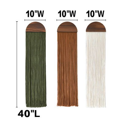 3pcs Macrame Wall Hanging Woven Wall Decor Brown Green Ivory 10"W*40"L