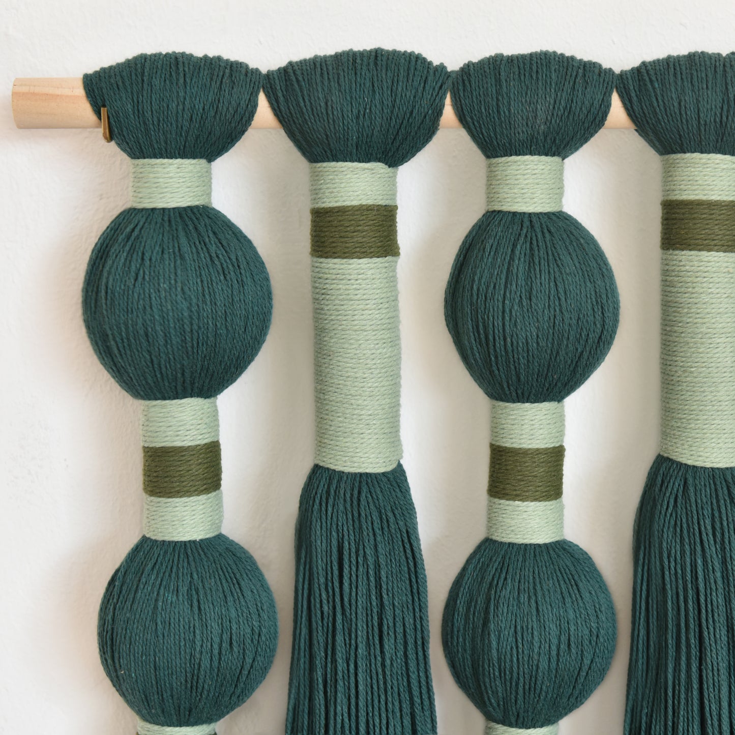 Macrame Wall Hanging Green Boho Fiber Art 15.7"W*39"L