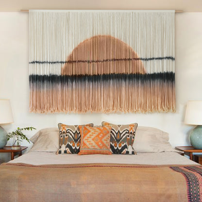 Macrame Wall Hanging Dip Dye Sunset Boho Wall Decor Fiber Art
