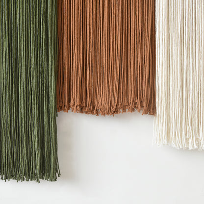 3pcs Macrame Wall Hanging Woven Wall Decor Brown Green Ivory 10"W*40"L