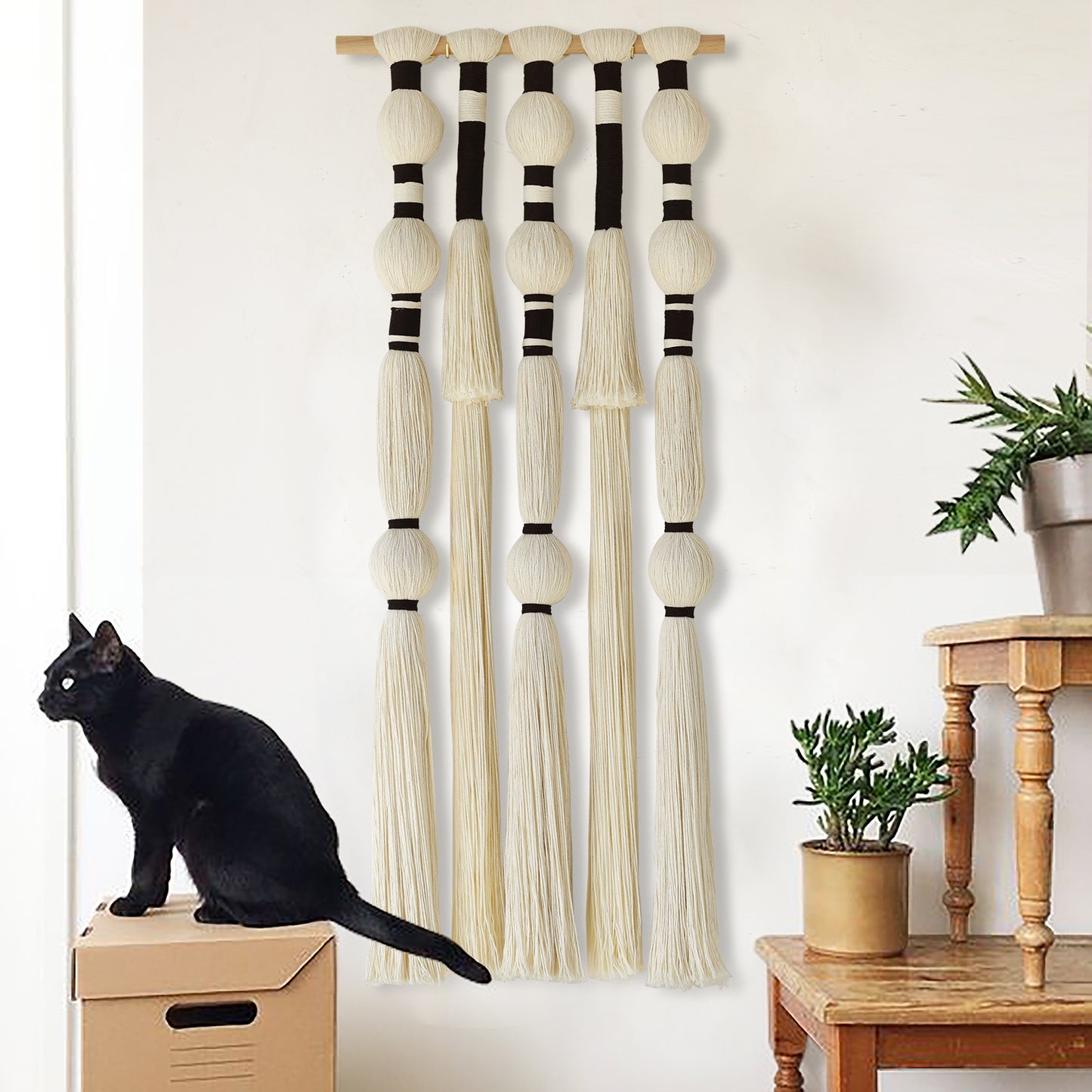 Tassels Sphericity Cotton Textile Macrame Wall Hanging Geometric Yarn Wall Art