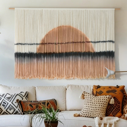 Macrame Wall Hanging Dip Dye Sunset Boho Wall Decor Fiber Art