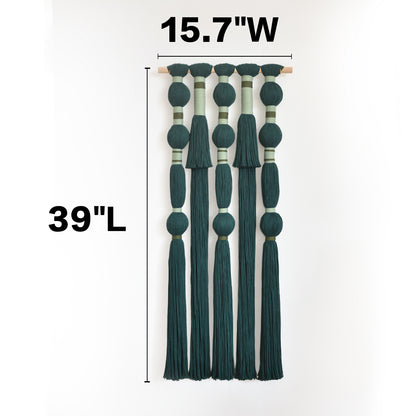 Macrame Wall Hanging Green Boho Fiber Art 15.7"W*39"L