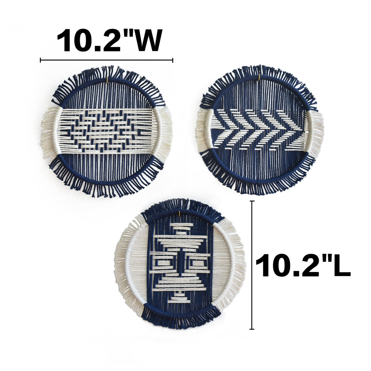 3Pcs macrame Wall Decor Round Woven Wall Art Boho Geometric 10.2"W*10.2"L