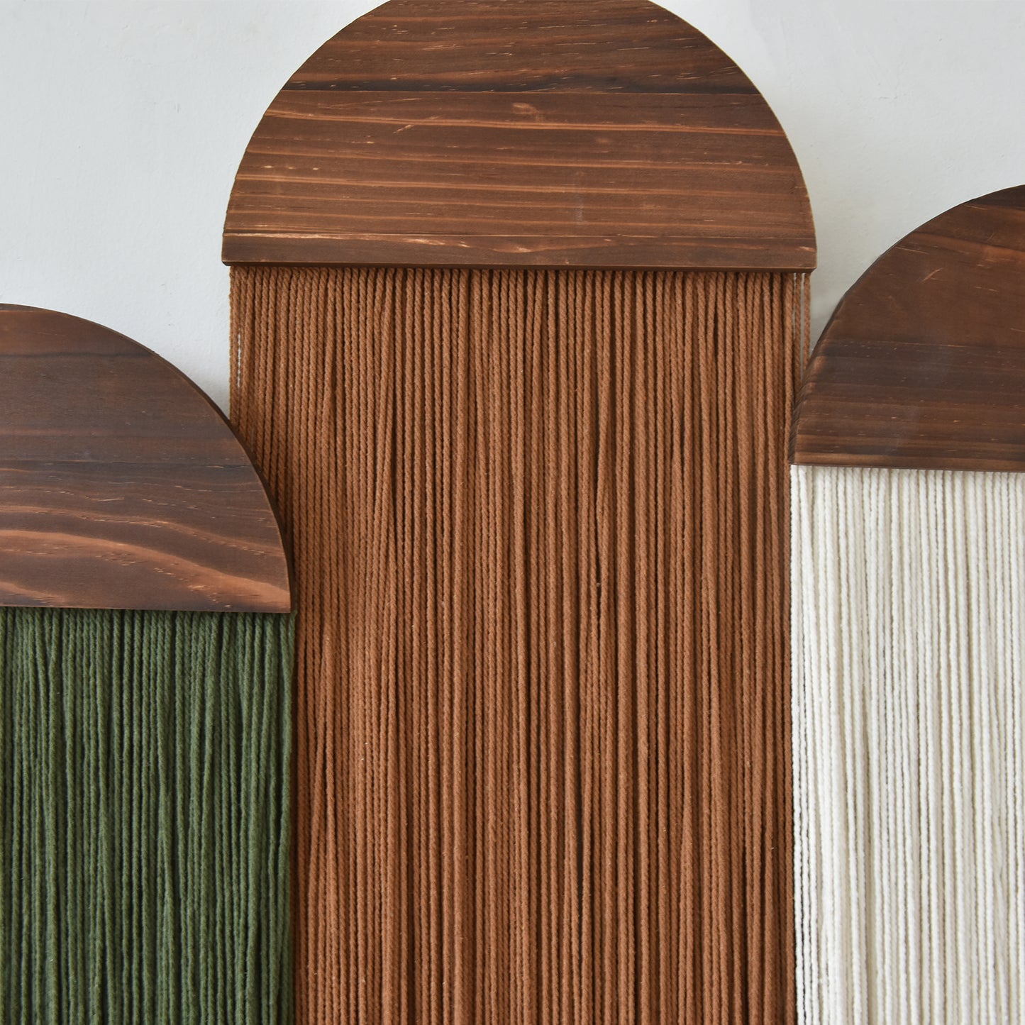 3pcs Macrame Wall Hanging Woven Wall Decor Brown Green Ivory 10"W*40"L