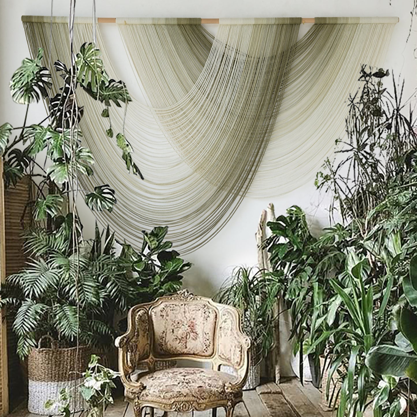 Macrame Wall Hanging Boho Wall Decor Dip Dyed Ombre Moss Green