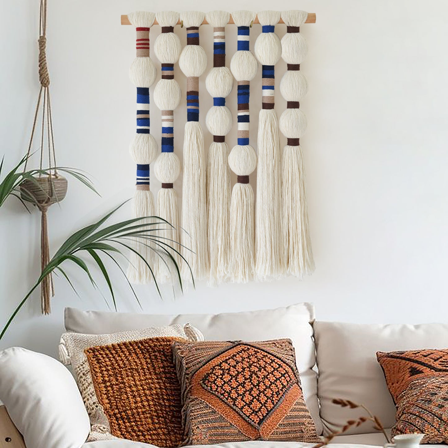 Macrame Wall Hanging Tapestries Handmade Cotton Yarn with Ball