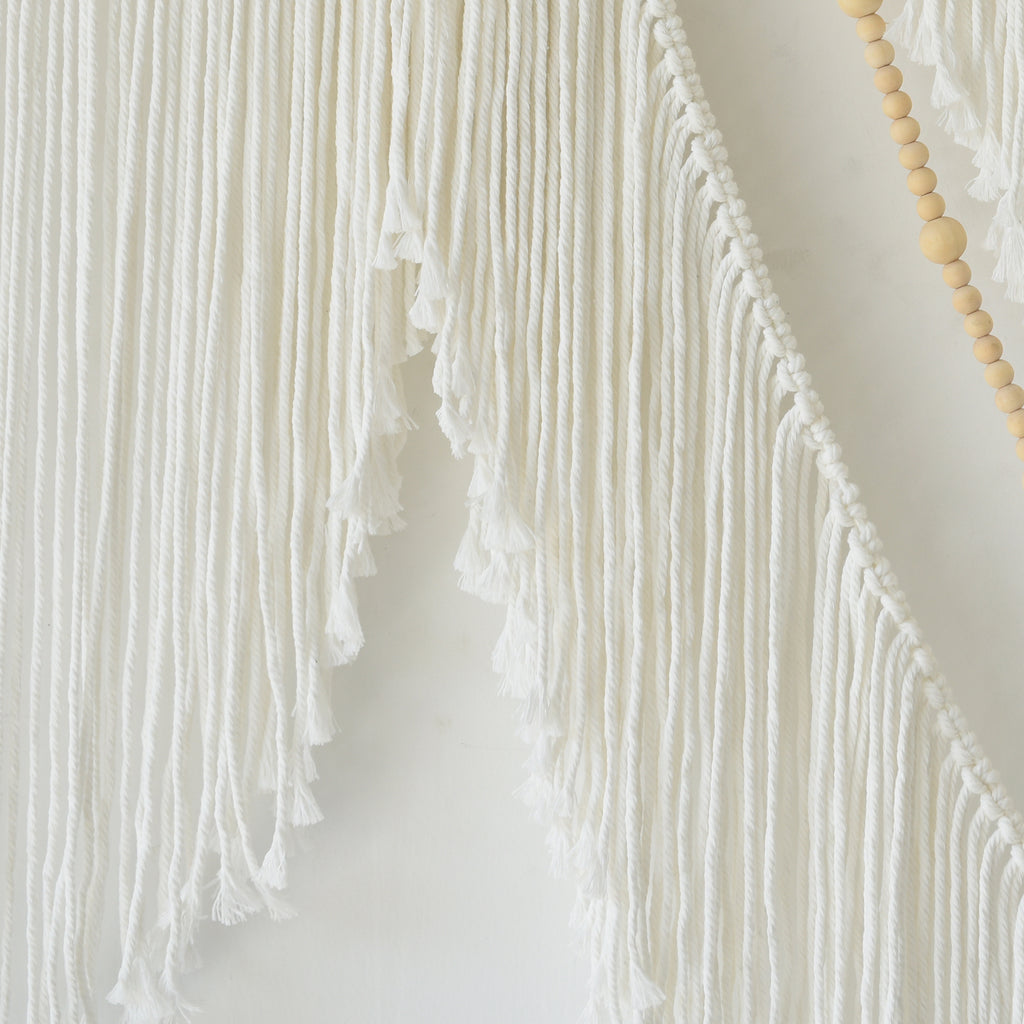 Boho Yarn Art Garland with Tassels and Beads Large Macrame Wall Hanging