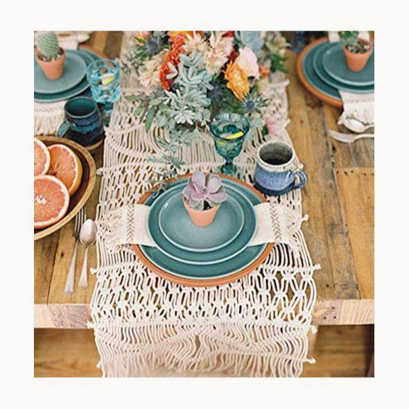 Macrame Table Runners Handwoven Boho Wedding Table Decoration Bedding Blanket - FLBERHOME