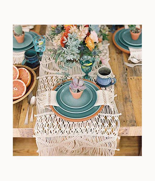 Macrame Table Runners Handwoven Boho Wedding Table Decoration Bedding Blanket - FLBERHOME