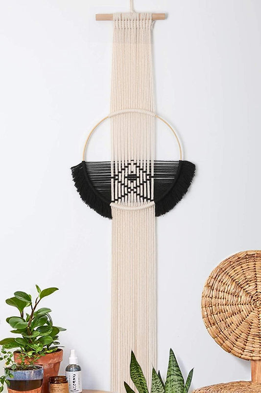 Geometric Hanging Macrame Wall Hanging Circle Boho Décor - FLBERHOME