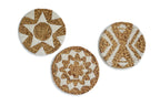 Hand-Stitched Woven Grass Wall Medallion Natural Fiber Eco Accent