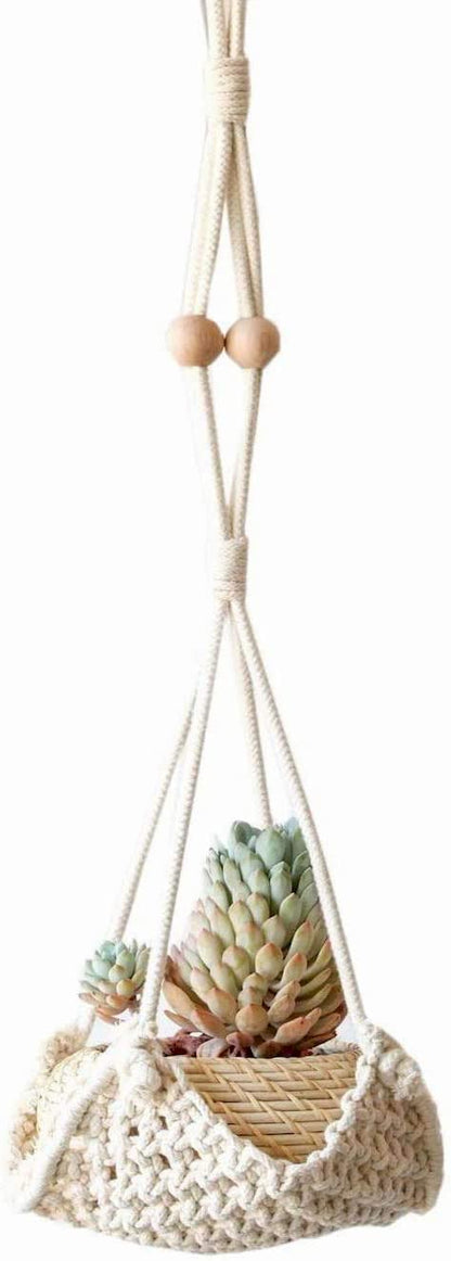 Flber Macrame Plant Hanger Handmade Cotton Rope Wall Hangings Home Décor