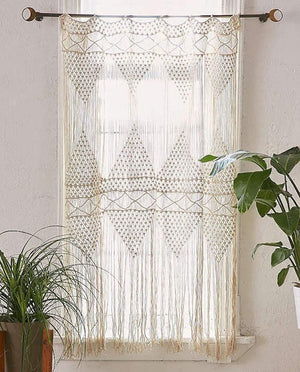 Macrame Curtain Macrame Wall Hanging macramé Handwoven Boho Wedding Backdrop Kitchen Curtains - FLBERHOME