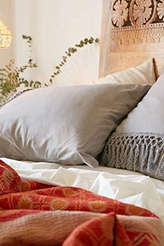 Flber Grey Pillowcases Tassel Sham Cotton Pillow Covers,Set of 2 - FLBERHOME