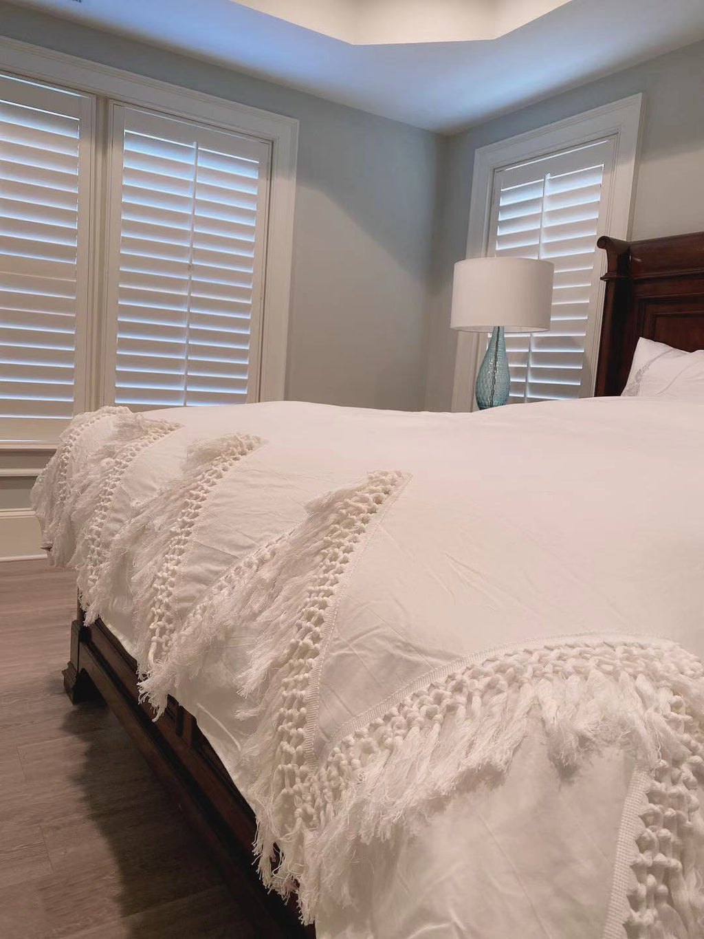Newest White Duvet Cover Queen Boho Bedding Tassel Comforter