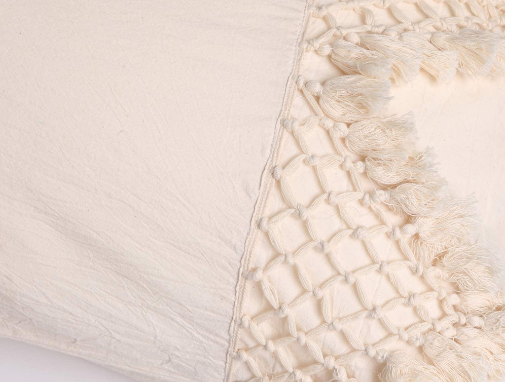 Tassel Pillow Sham Cotton Throw Pillow Covers,Set of 2