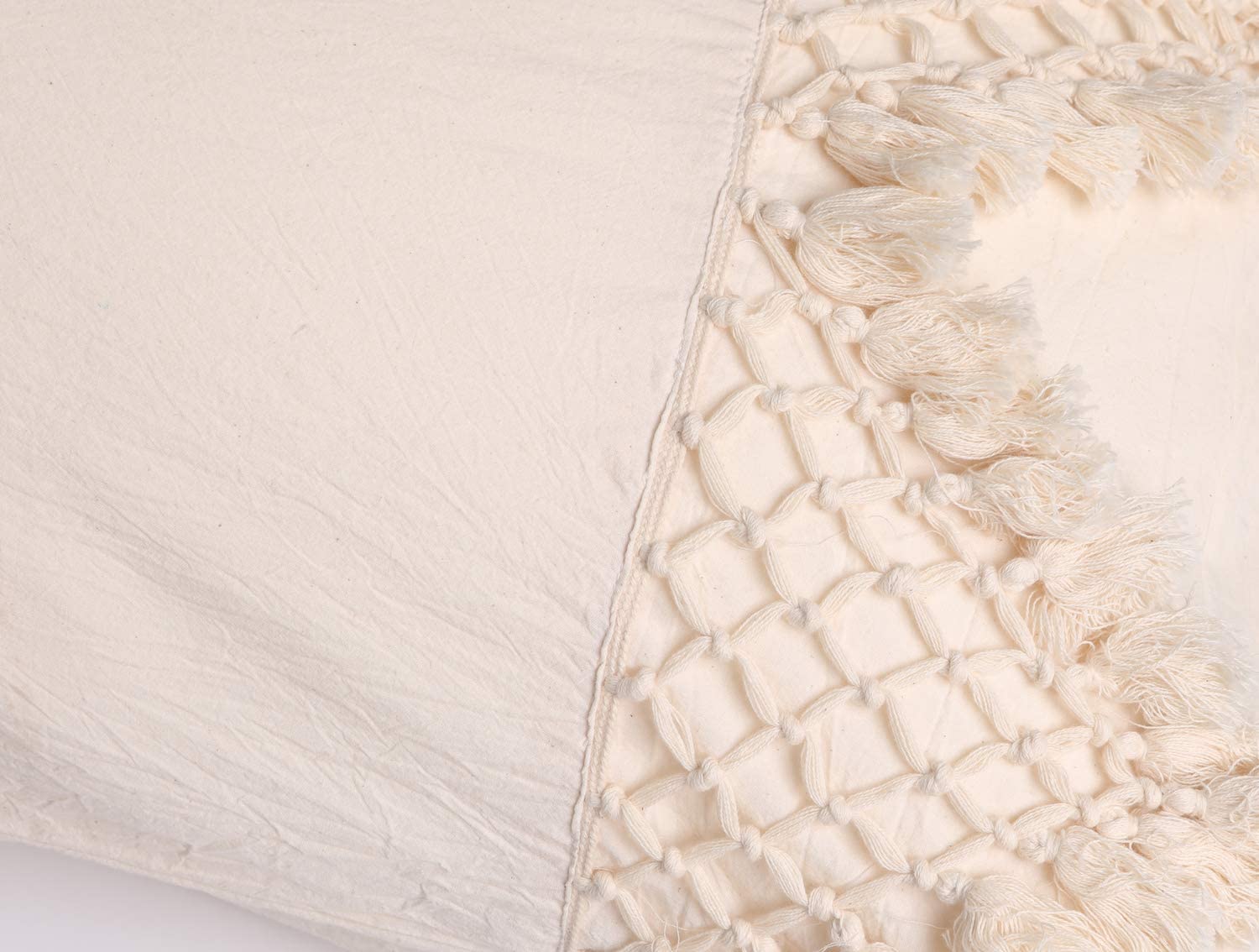 Tassel Pillow Sham Cotton Throw Pillow Covers,Set of 2