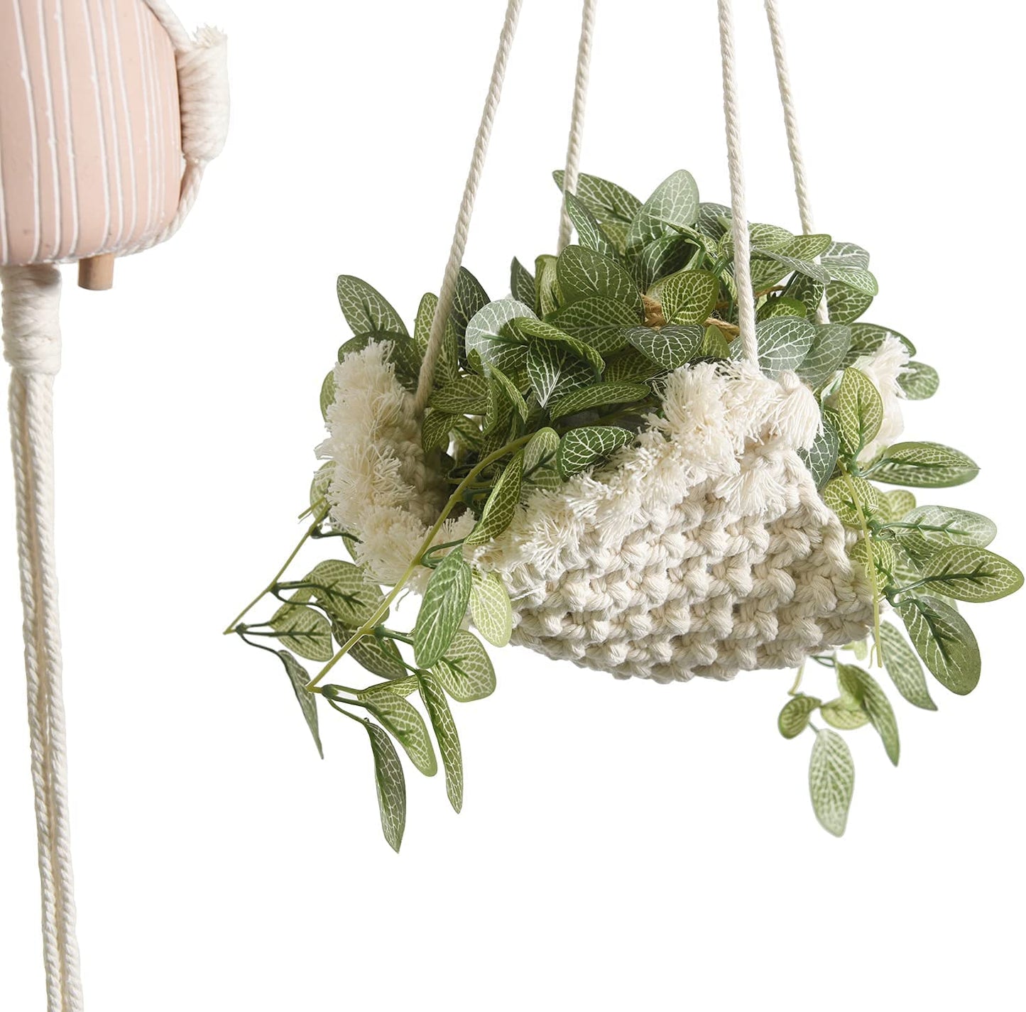 Flber Macrame Plant Hanger Handmade Cotton Rope Wall Hangings Home Décor