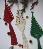 Christmas Tree Red Macrame Beads Wall Hanging - FLBERHOME