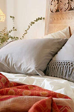Grey Comforter Cotton Tassel Boho Bedding Duvet Cover - FLBERHOME