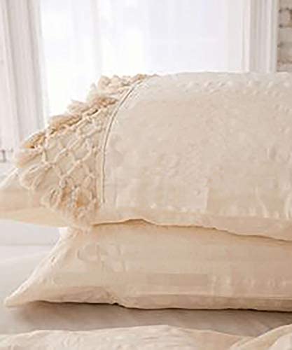 Tassel Pillow Sham Cotton Throw Pillow Covers,Set of 2