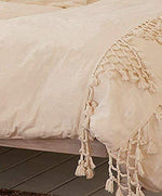 Ivory Boho Cotton Tassel Bedspreads Comforter  Duvet Cover - FLBERHOME