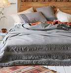 Grey Comforter Cotton Tassel Boho Bedding Duvet Cover - FLBERHOME