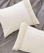 White Duvet cover Fringed Cotton Tassel Duvet Cover