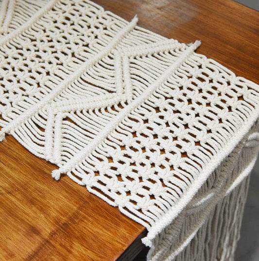 Macrame Table Runners Handwoven Boho Wedding Table Decoration Bedding Blanket - FLBERHOME