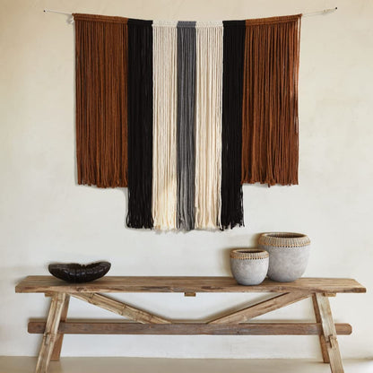 Large Macrame Wall Hanging Tie-Dye Curtain Bohemian Yarn Tapestry Home Wall Boho Décor (Brown)