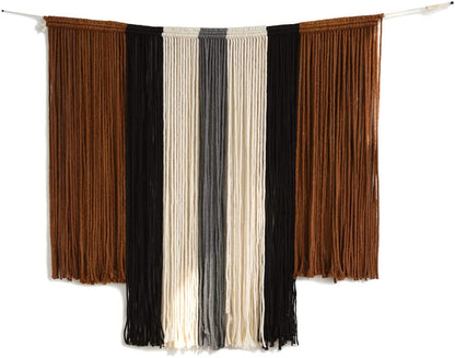 Large Macrame Wall Hanging Tie-Dye Curtain Bohemian Yarn Tapestry Home Wall Boho Décor (Brown)