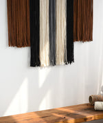 Large Macrame Wall Hanging Tie-Dye Curtain Bohemian Yarn Tapestry Home Wall Boho Décor (Brown)