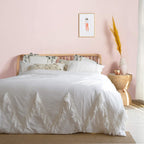Newest White Duvet Cover Queen Boho Bedding Tassel Comforter
