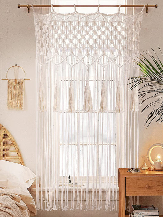 Macrame Curtain Macrame Wall Hanging Long Boho Bedroom Wall Decor