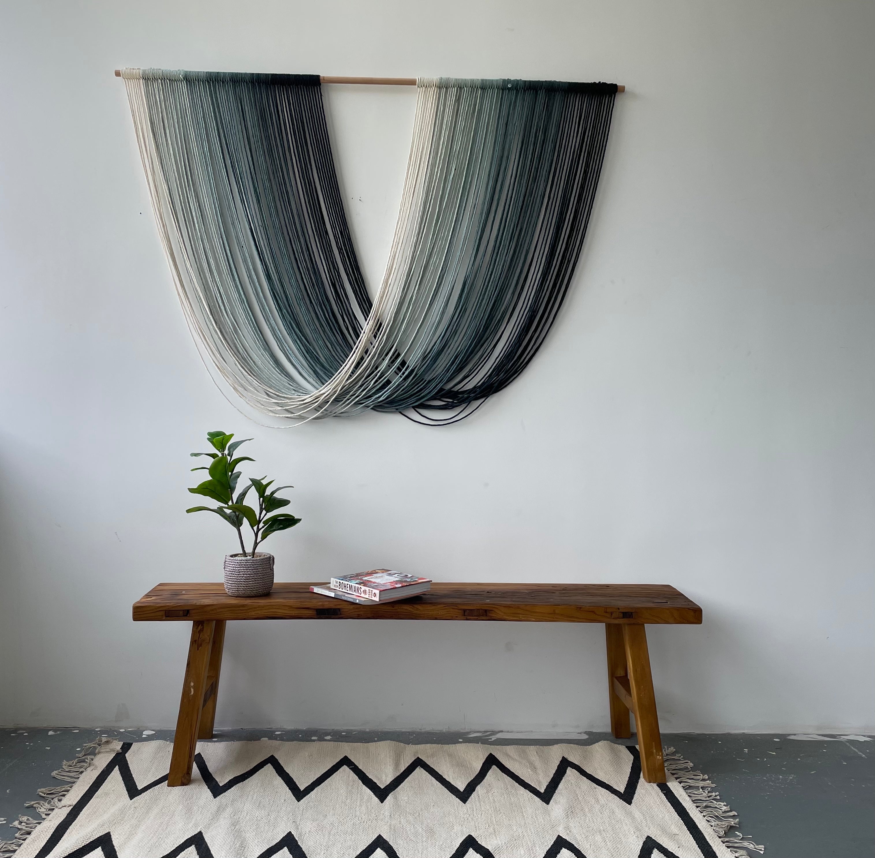 Large Scale Wall Art Statement Tie-Dye Blue Geometric Décor